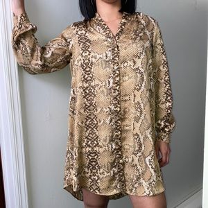 Snakeskin Button-down Dress